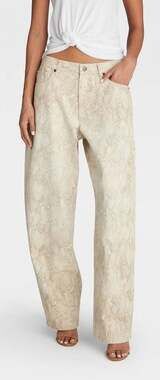 KBB by Kahlana Women's Mid-Rise Barrel Leg The Kahlana Jean in Snake Print